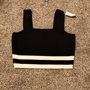 Chic Black and White Striped Women's Crop Top